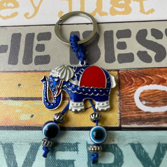 Stainless Steel Keychain Evil Eye Elephant Keychain Turkish Eye Small Gifts - Picture 3 of 4